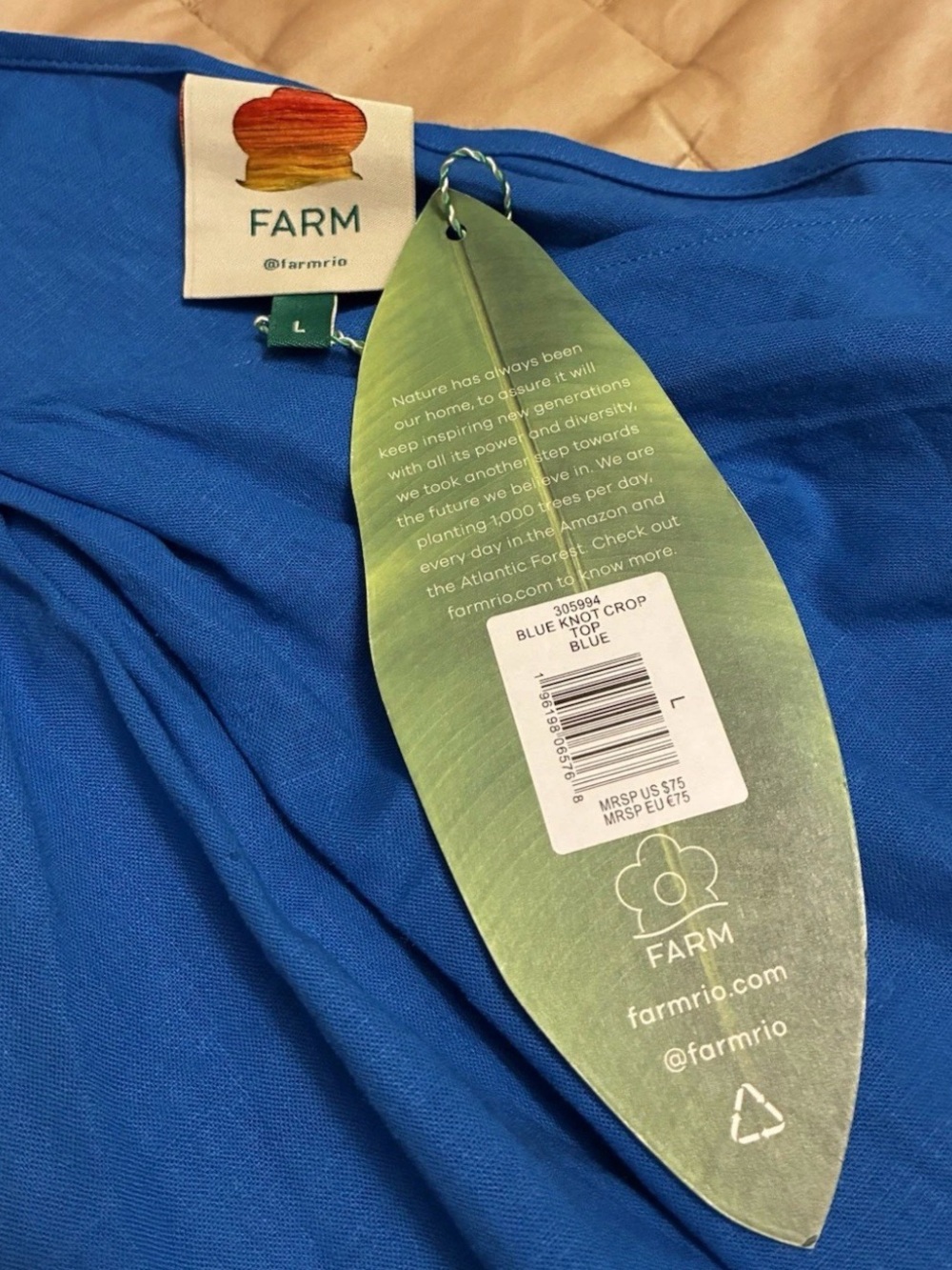 FARM Rio One-Shoulder Royal Blue Cropped Top - Picture 3 of 6
